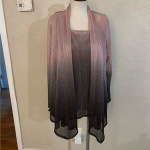 DB Studio Pink and Black Ombre Top w/ Matching  Cardigan Sz 16W
